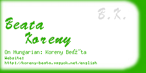beata koreny business card